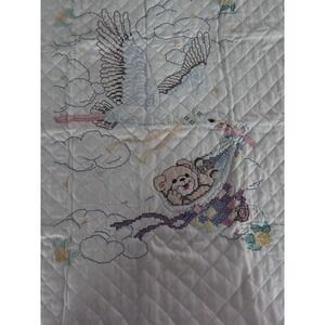 Crosstitch Blanke2Bibs Blanket, Almost Done. 1Bib Is Done1 Still Needs Complete.